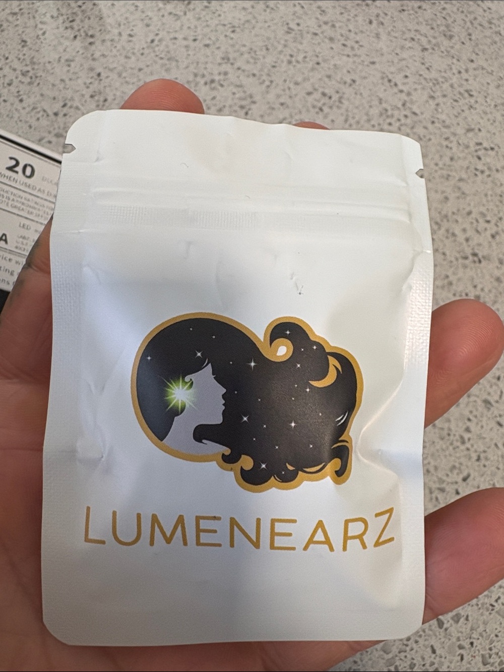 LumeneArz LED Earplugs - White and Gold Earbud Headphones - Picture 5 of 8